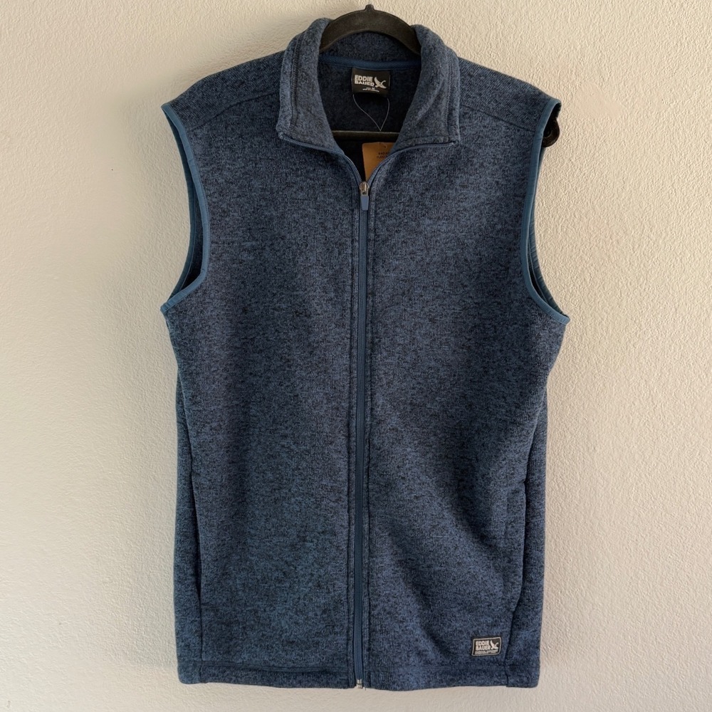 Eddie Bauer Mens‎ Radiator Fleece Vest Blue Heather Full Zip Size Medium NEW